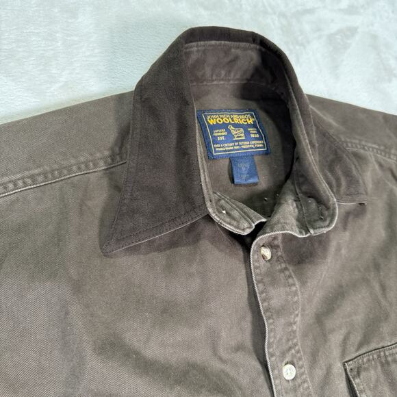 VTG Woolrich John Rich & Bros Men’s Cotton Twill Work Shirt Brown Bark Size M - Picture 2 of 8